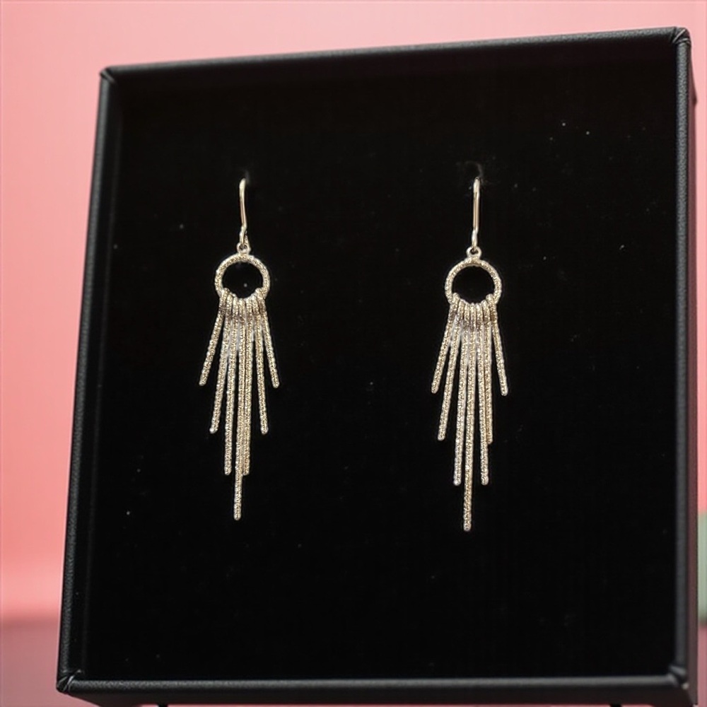 Elegant Silver Fringe Dangle Earrings